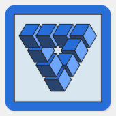 Funny Blue Black Impossible Triangle Blocks Quadratischer Aufkleber (Vorderseite)