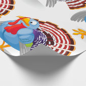 Funny Blue Cartoon Türkei mit Patriotic Feathers Geschenkpapier