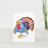 Funny Blue Cartoon Türkei mit Patriotic Feathers Karte (Vorderseite)