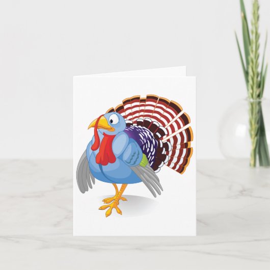 Funny Blue Cartoon Türkei mit Patriotic Feathers Karte (Vorderseite)