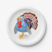 Funny Blue Cartoon Türkei mit Patriotic Feathers Pappteller (Vorderseite)