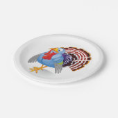 Funny Blue Cartoon Türkei mit Patriotic Feathers Pappteller (Schrägansicht)