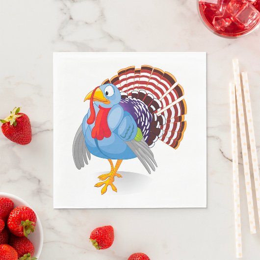 Funny Blue Cartoon Türkei mit Patriotic Feathers Serviette