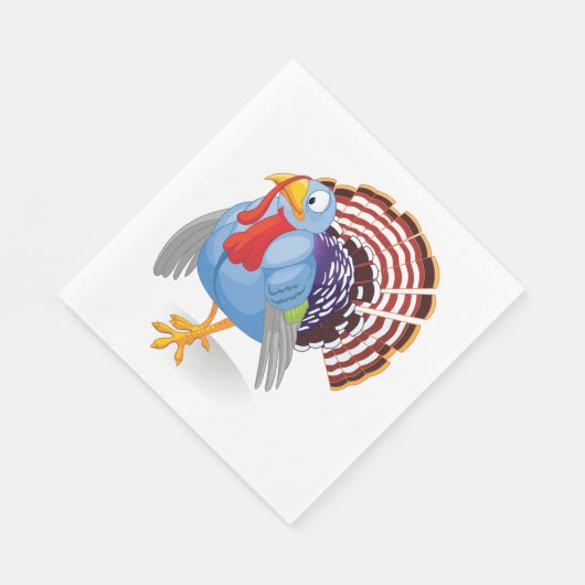 Funny Blue Cartoon Türkei mit Patriotic Feathers Serviette (Ecke)
