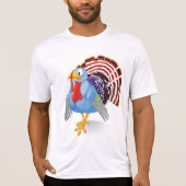 Funny Blue Cartoon Türkei mit Patriotic Feathers T-Shirt (Vorderseite)