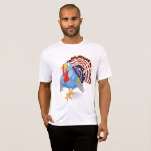 Funny Blue Cartoon Türkei mit Patriotic Feathers T-Shirt (Vorne ganz)