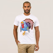 Funny Blue Cartoon Türkei mit Patriotic Feathers T-Shirt (Vorne ganz)