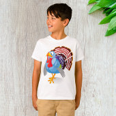 Funny Blue Cartoon Türkei mit Patriotic Feathers T-Shirt