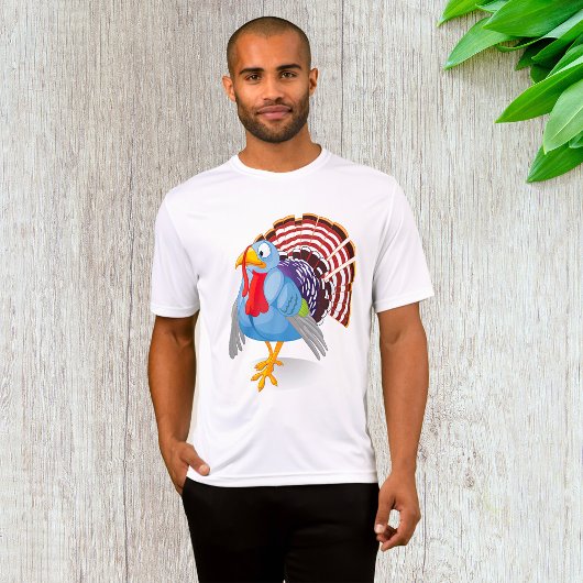 Funny Blue Cartoon Türkei mit Patriotic Feathers T-Shirt