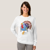 Funny Blue Cartoon Türkei mit Patriotic Feathers T-Shirt (Vorne ganz)