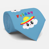 Funny Blue Cartoon Wolken der Woche TGIF Weekend Krawatte (Gerollt)
