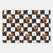 Funny Blue Checkered Highland Cow Birthday Geschenkpapier Set (Vorderseite 3)