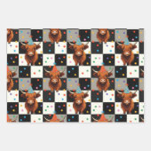 Funny Blue Checkered Highland Cow Birthday Geschenkpapier Set (Vorderseite 2)
