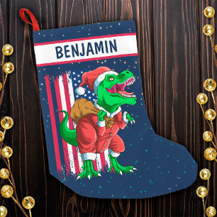 Funny Blue Christmas Santa TRex Tyrannosaurus Xmas Kleiner Weihnachtsstrumpf