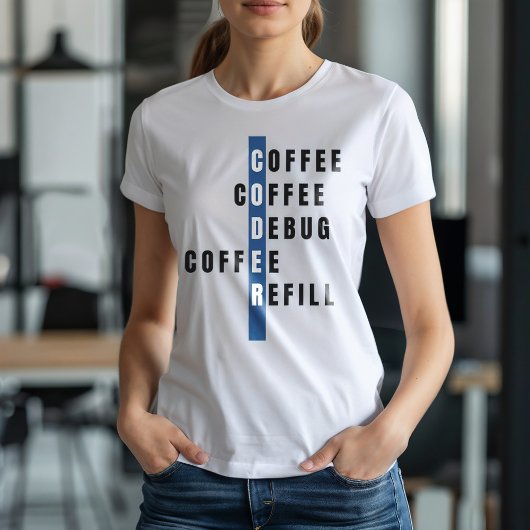 Funny Blue Computer Programmer Kaffeebuchnachfülla T-Shirt