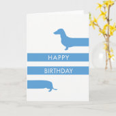 Funny blue Dackel Happy Birthday Karte (Gelbe Blume)