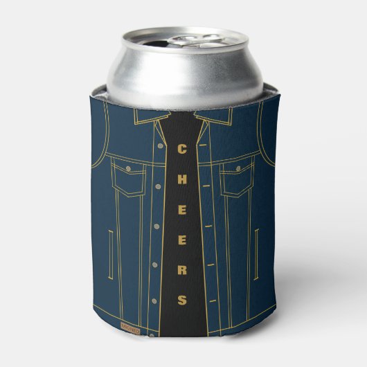 Funny Blue Denim Jacket Can Cooler - Chef Dosenkühler (Kanne Vorderseite)