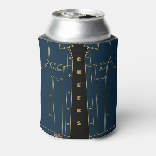 Funny Blue Denim Jacket Can Cooler - Chef Dosenkühler (Kanne Rückseite)