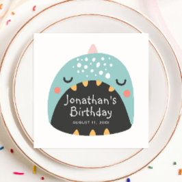 Funny Blue Dinosaurier. Kinder-Dino-Monster Geburt Serviette