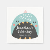 Funny Blue Dinosaurier. Kinder-Dino-Monster Geburt Serviette (Vorderseite)