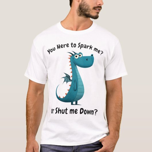 Funny Blue Dragon Original Spaß Design T-Shirt (Vorderseite)