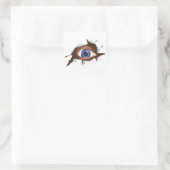 Funny Blue Eye Steigung von innen einer gerissenen Quadratischer Aufkleber (Tasche)