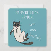 Funny Blue Eyes Siamese Cat Birthday Karte (Vorderseite)
