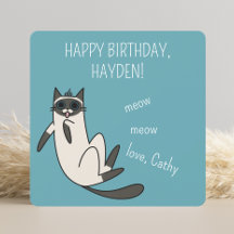 Funny Blue Eyes Siamese Cat Birthday