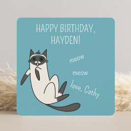 Funny Blue Eyes Siamese Cat Birthday Karte