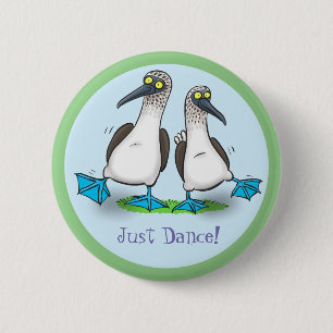 Funny Blue Footed Boobies Seevögel tanzen Cartoon Button