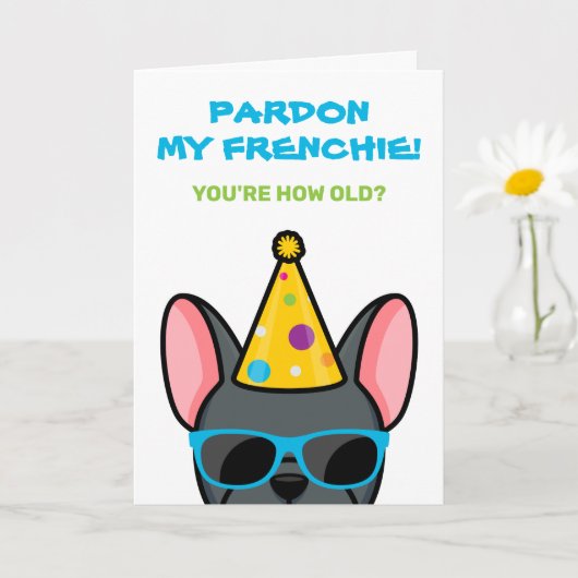 Funny Blue French Bulldog Frenchie Birthday Card Karte (Kleine Pflanze)