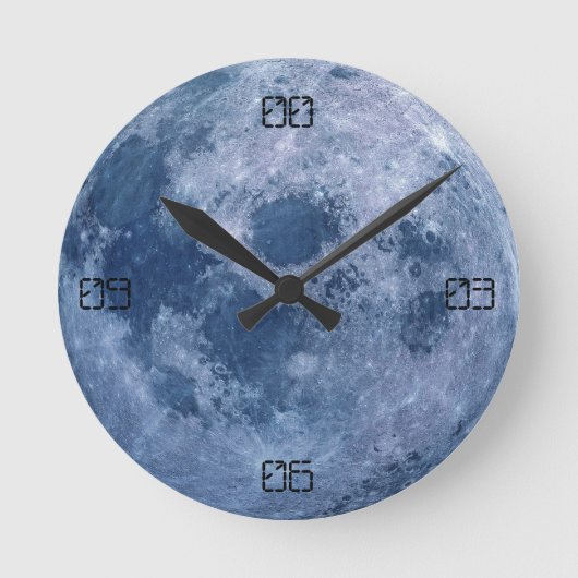 Funny blue full moon space night cover runde wanduhr (Vorderseite)