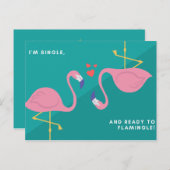 Funny Blue Green Flamingo Postkarte (Vorne/Hinten)