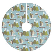 Funny Blue Green Woodland Igel Weihnachten Polyester Weihnachtsbaumdecke (Vorderseite)
