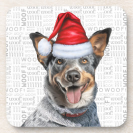 Funny Blue Heeler Dog Wine of Word Art Holiday Getränkeuntersetzer