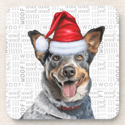 Funny Blue Heeler Dog Wine of Word Art Holiday Getränkeuntersetzer (Vorderseite)