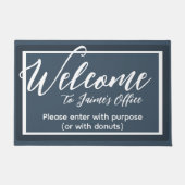 Funny Blue Individuelle Name Office Workplace Door Fußmatte (Vorderseite)