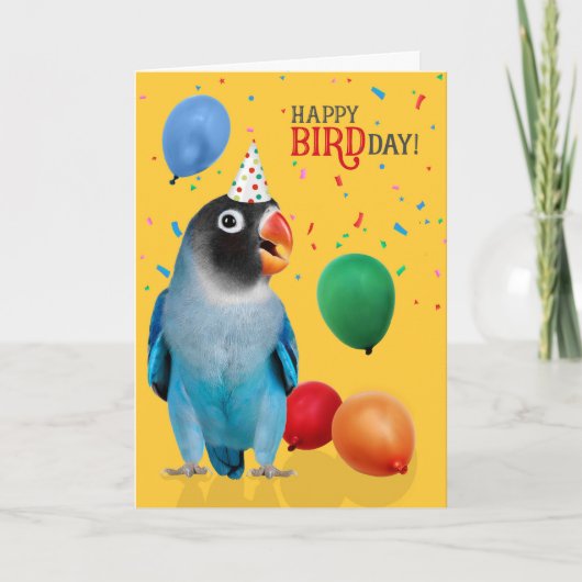 Funny Blue Lovebird Parrot Birthday Karte (Vorderseite)
