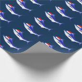 Funny Blue Marlin As Santa Claus Geschenkpapier (Ecke)