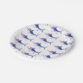 Funny Blue Marlin Santa Claus Pappteller (Schrägansicht)