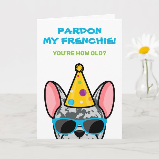 Funny Blue Merle French Bulldog Frenchie Birthday Karte (Kleine Pflanze)