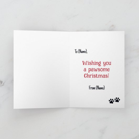 Funny Blue Merle Frenchie Santa Paws Weihnachten Karte (Innenseite)