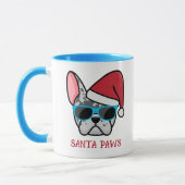 Funny Blue Merle Frenchie Santa Paws Weihnachten Tasse (Links)