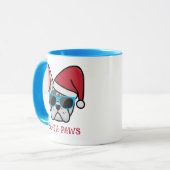 Funny Blue Merle Frenchie Santa Paws Weihnachten Tasse (Vorderseite Links)