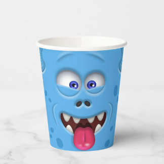 Funny Blue Monster Face Party Paper Cups Pappbecher