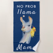 Funny Blue No Prob Llama Mama Strandtuch (Vorderseite)