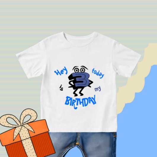 Funny blue Nummer drei Baby T-shirt