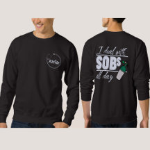 Funny Blue Nurse 2-seitige Typografie Oxygen SOBs