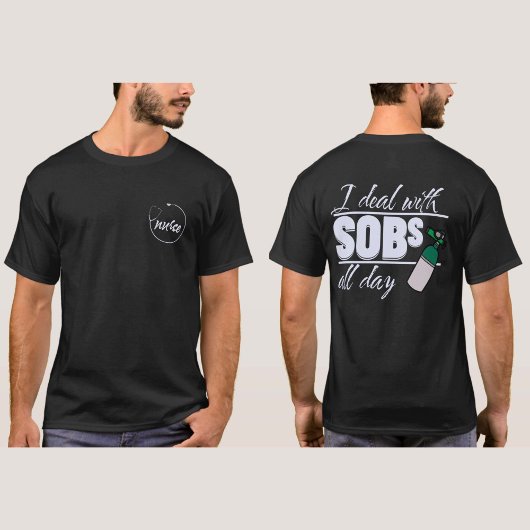 Funny Blue Nurse 2-seitige Typografie Oxygen SOBs T-Shirt