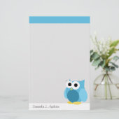 Funny Blue Owl - Personalisierte Stationierung Briefpapier (Stehend Vorderseite)